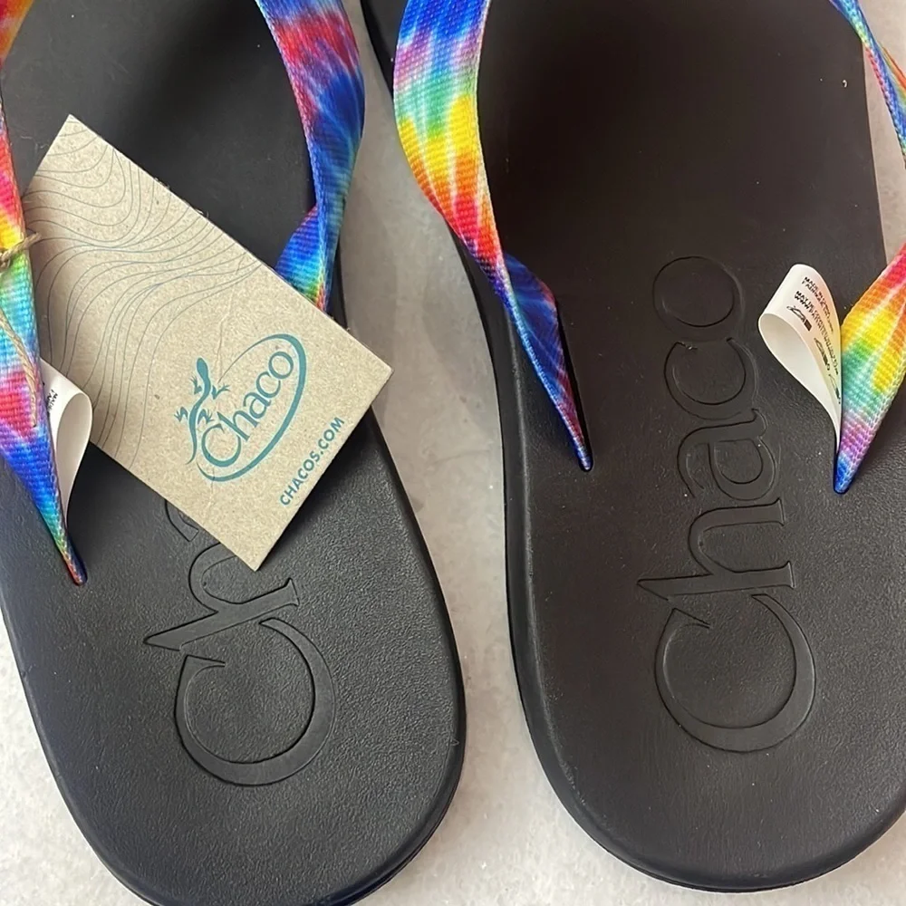 Chaco Chillos Flip Flop Sandals Dark Tie Dye Black  Rainbow shoe Men’s size 10